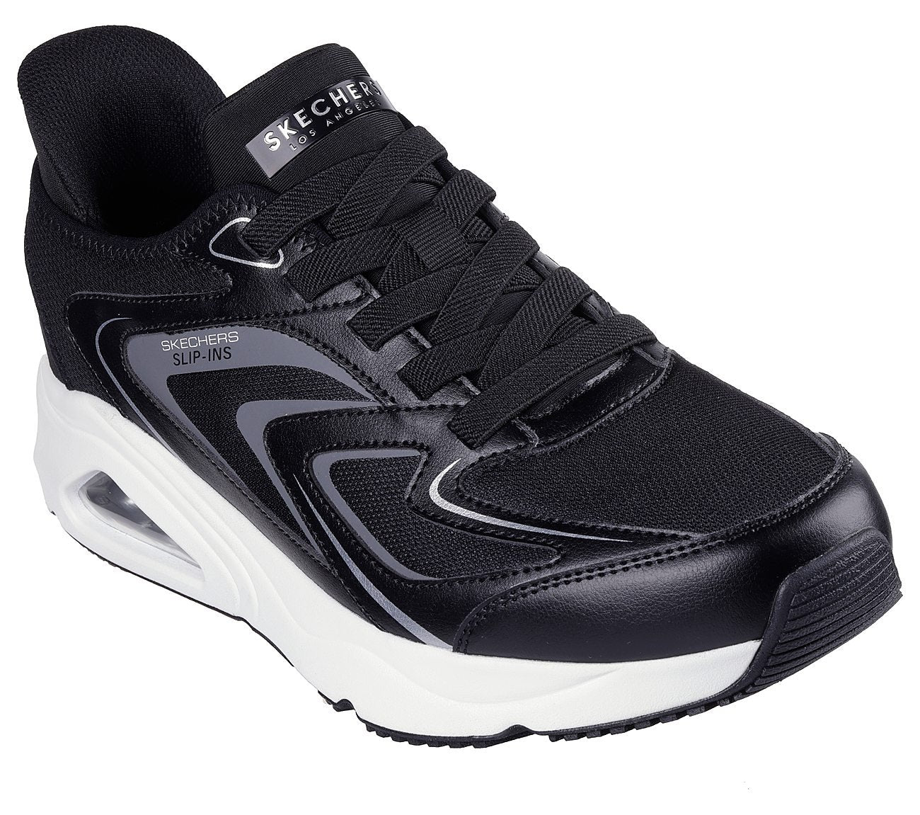 Classic Men’s Skechers Black Shoes Perfect for Office, Travel, Lounge, or Streetwear Fashion