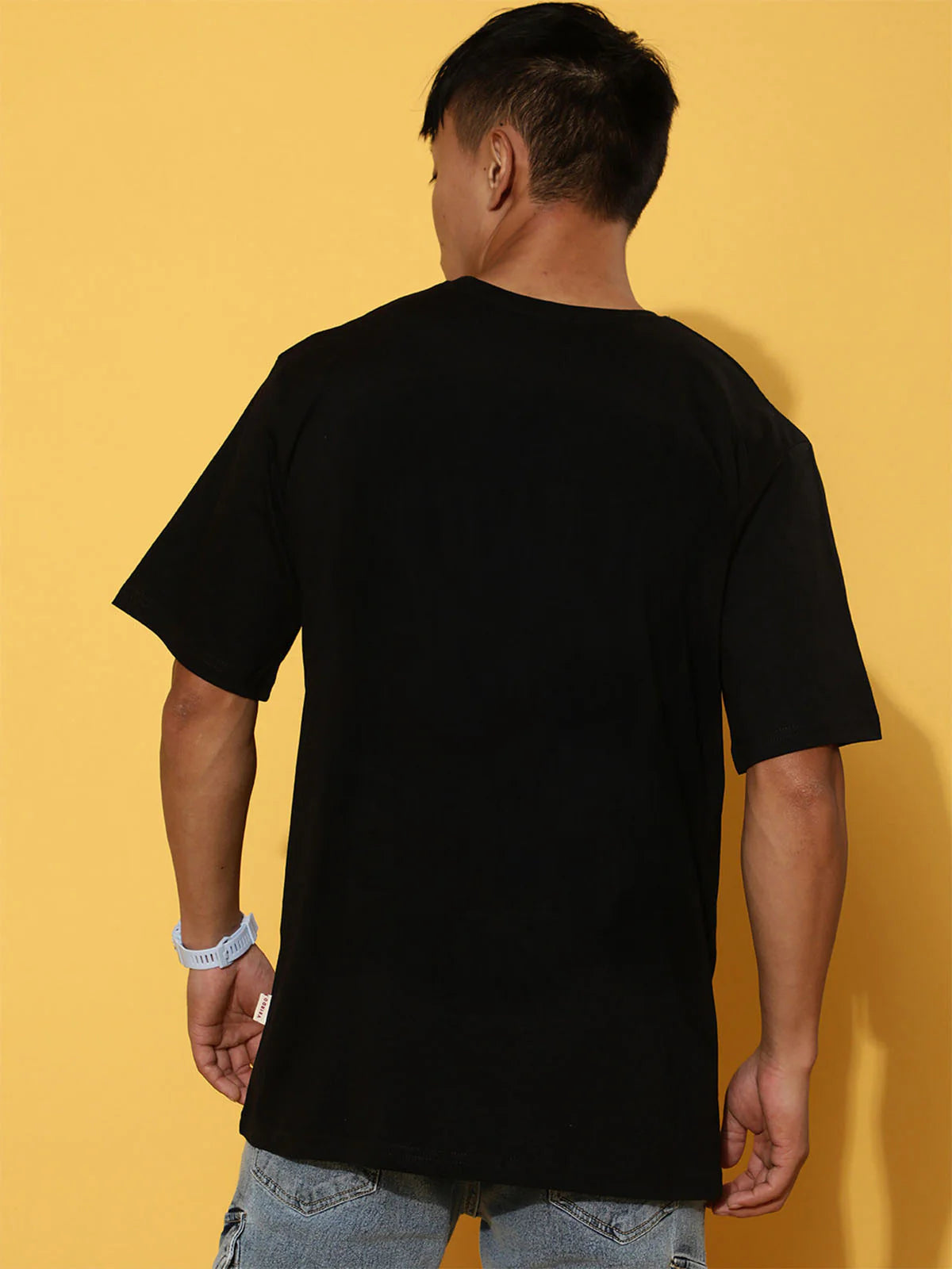 Oversized Black Graphic Cotton T Shirt Mens Streetwear