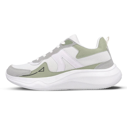 Breathable Mens Lace Up Sports Shoes White Green Comfortable
