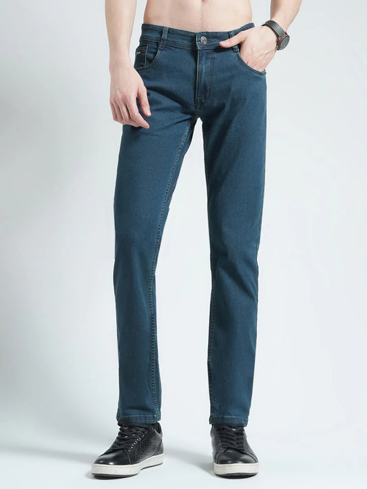Premium Men’s Beige Solid Regular Fit Denim Jeans  Versatile Outfit Choice for Office, Party, and Daily Comfort Wear