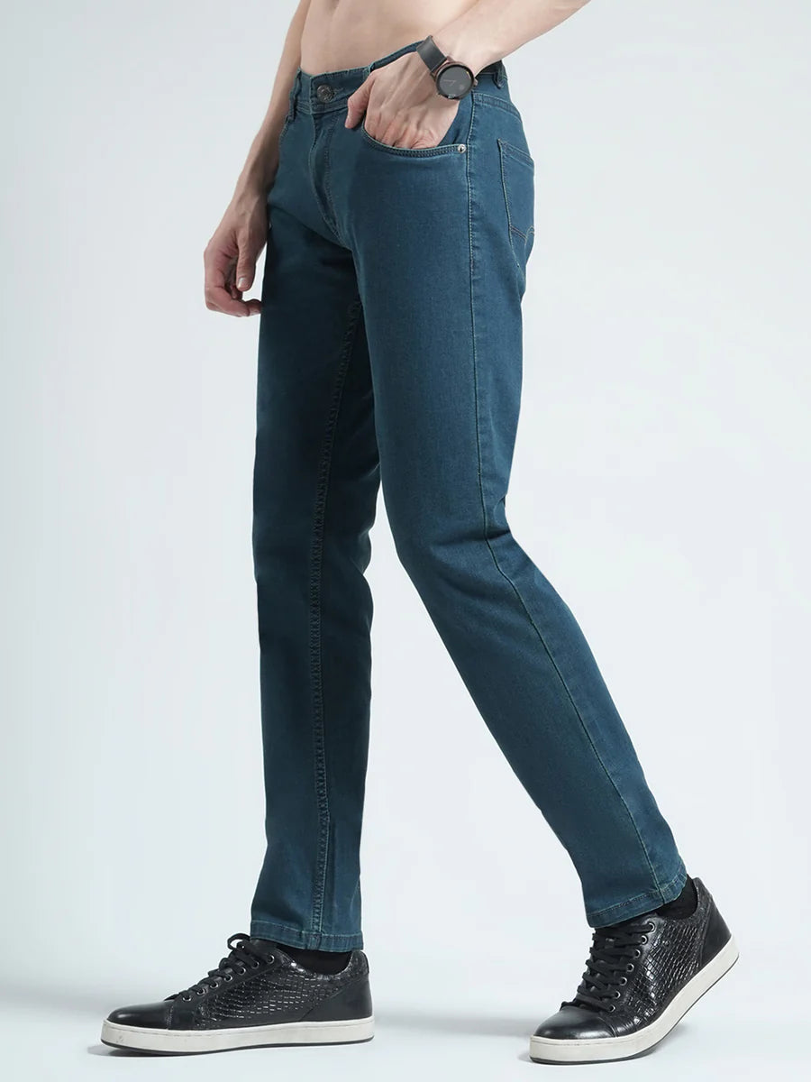 Premium Men’s Beige Solid Regular Fit Denim Jeans  Versatile Outfit Choice for Office, Party, and Daily Comfort Wear