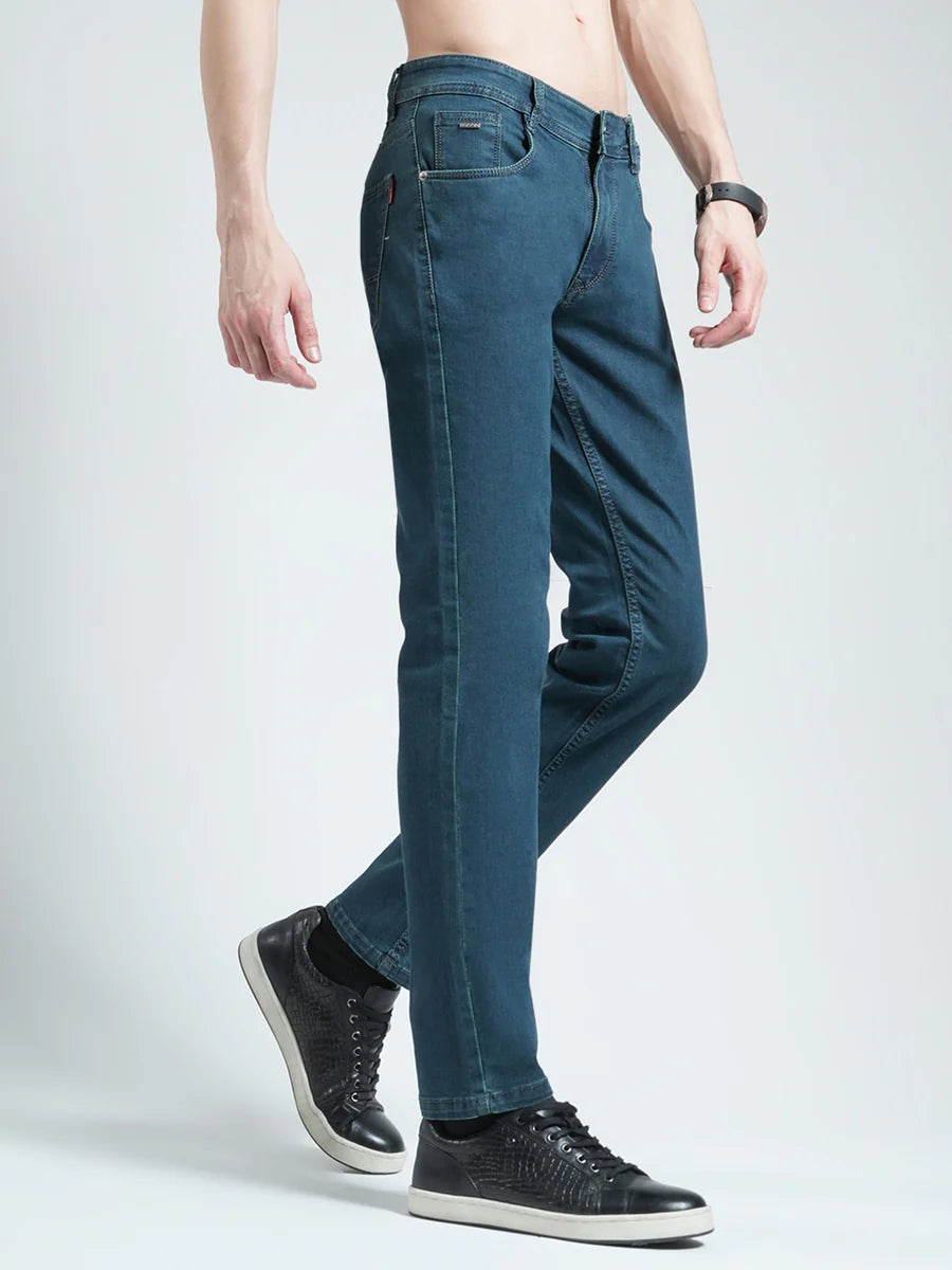 Premium Men’s Beige Solid Regular Fit Denim Jeans  Versatile Outfit Choice for Office, Party, and Daily Comfort Wear