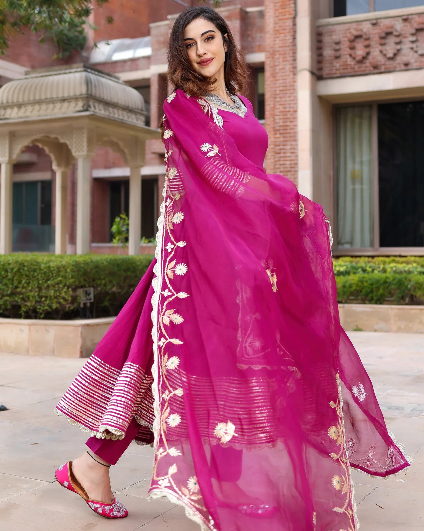 Contemporary Purple Gotapatti Suit Set for Women with Sparkling Accents