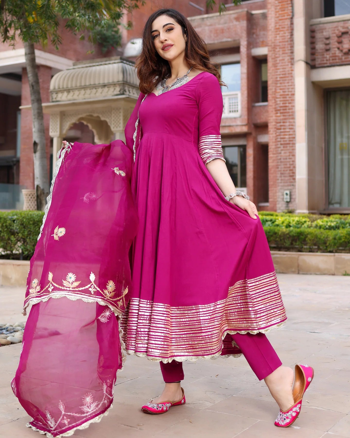 Contemporary Purple Gotapatti Suit Set for Women with Sparkling Accents