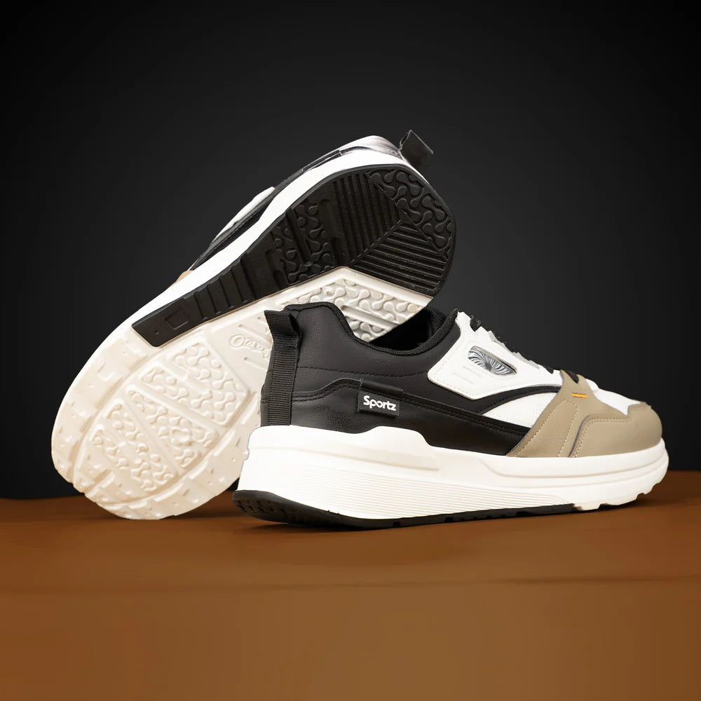 Comfortable Men’s Sports Sneakers Featuring White and Black Color Combination Ideal for All Day Use