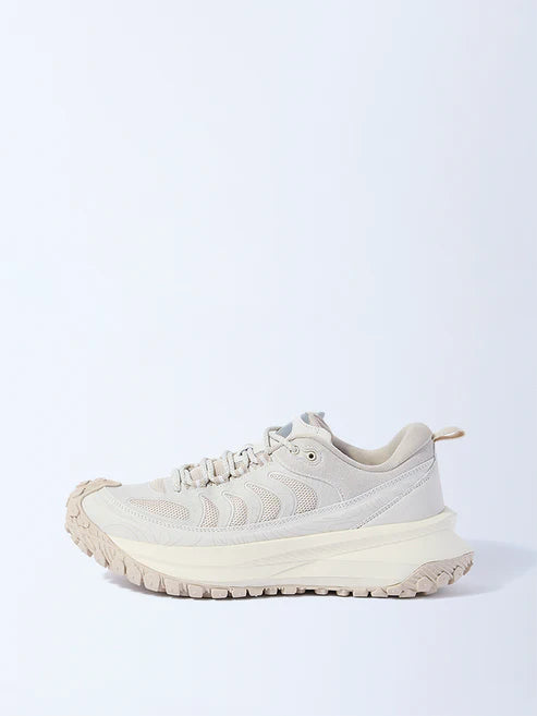 Men’s Beige Knit Textured Lace Up Sneakers Combining Lightweight Design Comfort and Modern Style