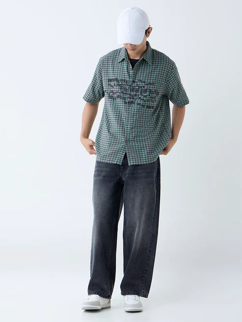 Trendy Charcoal Faded Relaxed Fit Mid Rise Jeans Soft Comfortable Fabric Ideal for College, Travel, and Weekend Looks
