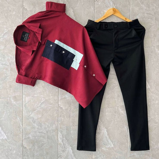 Comfortable Men’s Smart Casual Combo Featuring Cotton Shirt and Lycra Pant for Supportive Fit and Stylish Wear