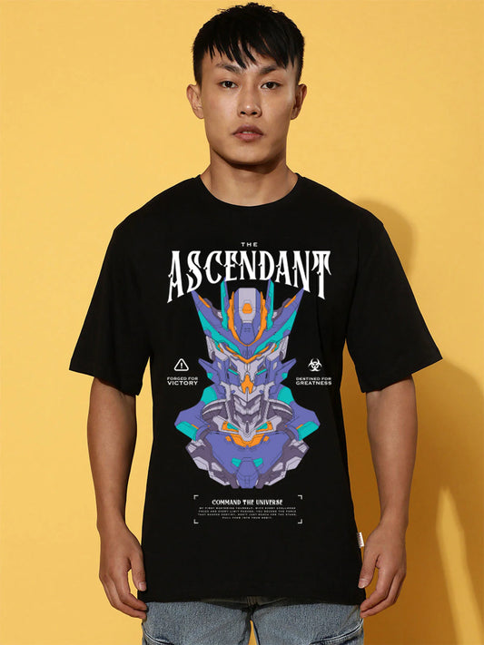 Oversized Black Graphic Cotton T Shirt Mens Streetwear