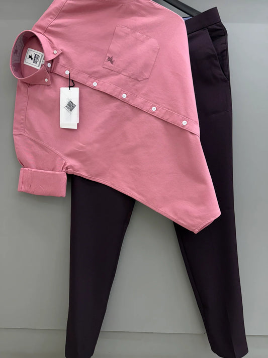Elegant Mens Cotton Oxford Shirt with Formal Pant Matching Set