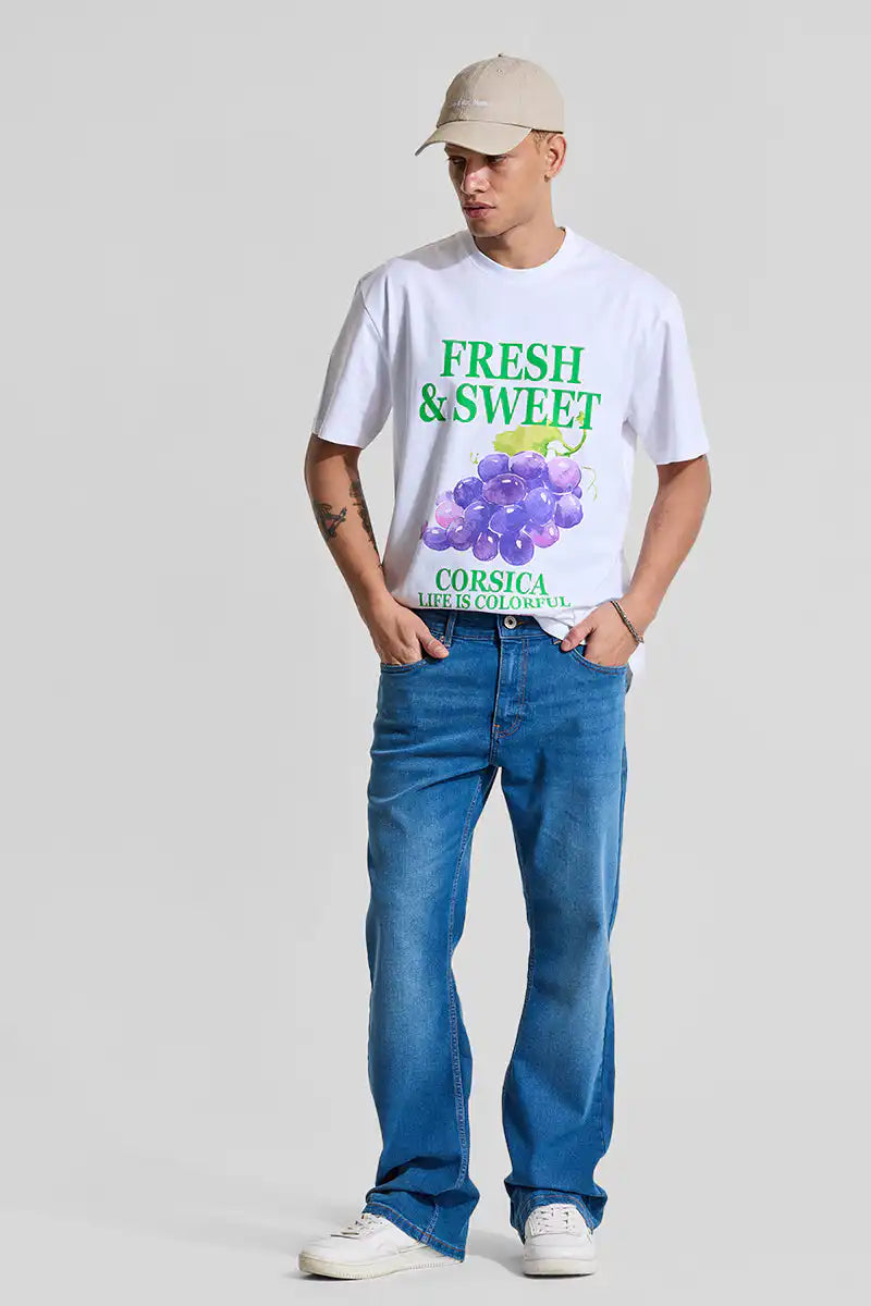 Trendy Blue Mid Rise Bootcut Jeans for Men Smart Casual Dressing