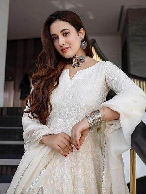 Designer Women’s Cotton Chikankari Anarkali Kurti with Dupatta