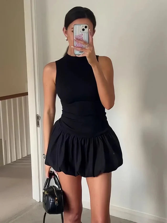 Modern Cairo Statement Summer Dress in Black Elegant Silhouette Ideal for Special Occasions and Casual Events