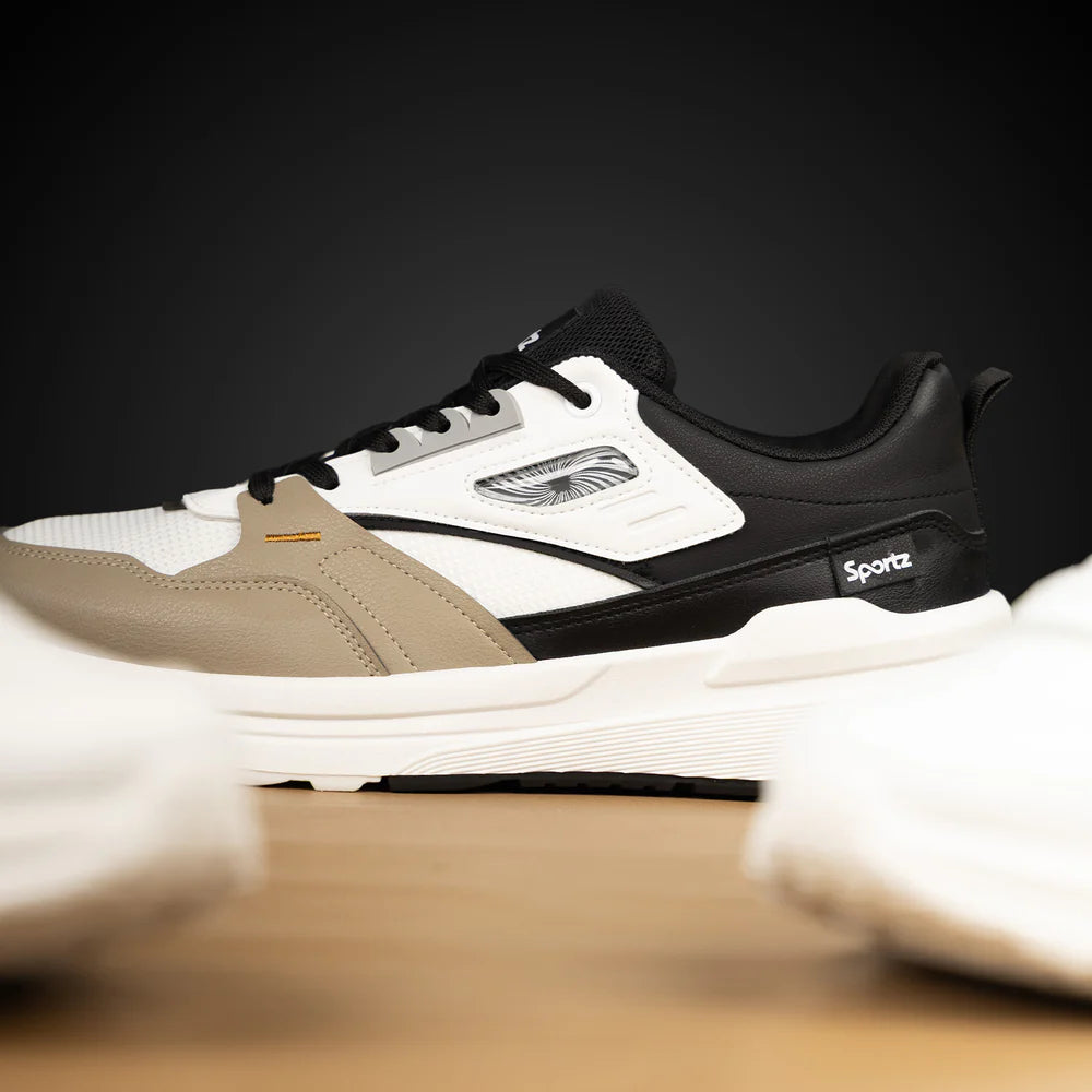 Comfortable Men’s Sports Sneakers Featuring White and Black Color Combination Ideal for All Day Use
