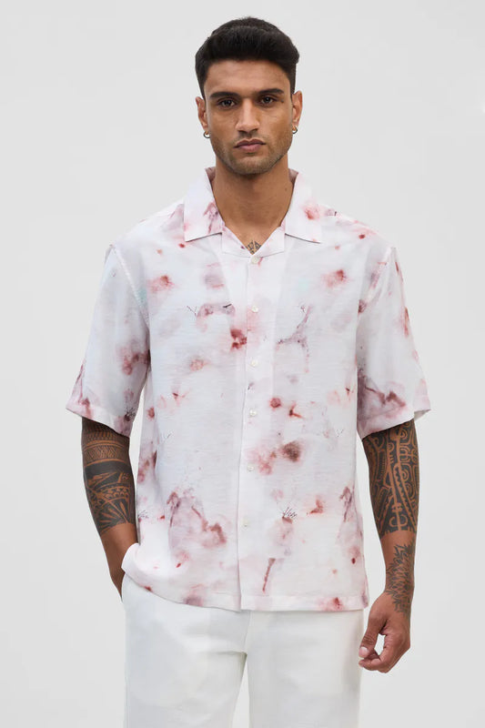 Relaxed Fit Brown Abstract Printed Shirt for Men Trendy and Comfortable