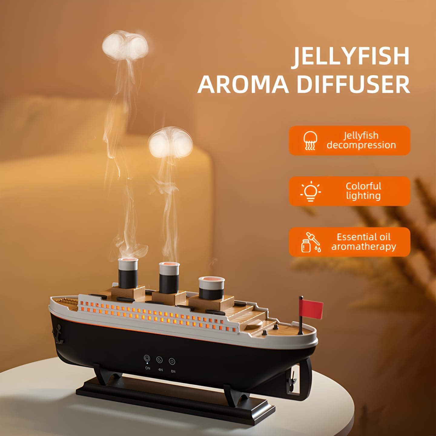 Plastic Titanic Steam Ship Design Humidifier and Essential Oil Diffuser for Home and Office