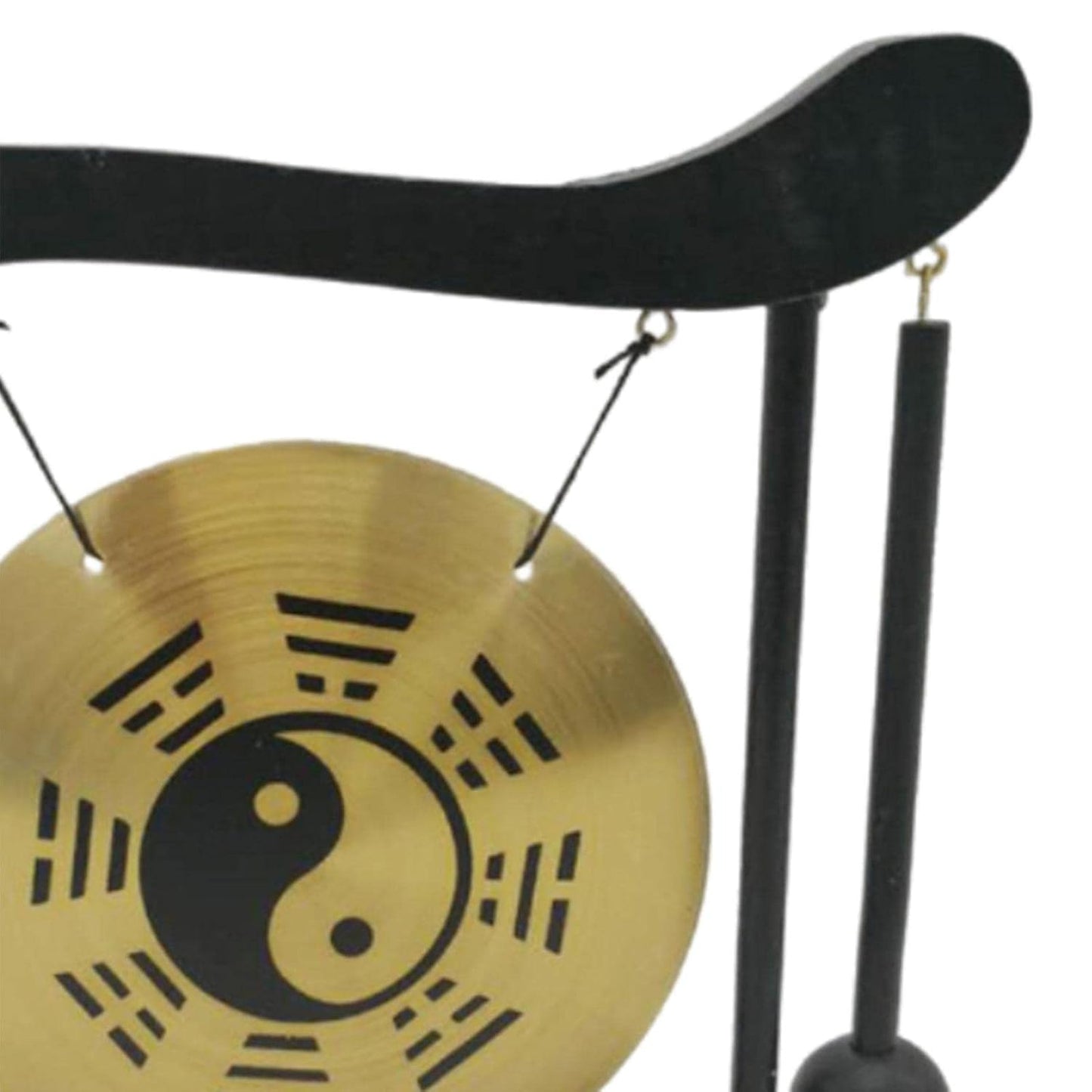 Traditional Brass Mini Gong Feng Shui Desk Ornament for Home and Kitchen