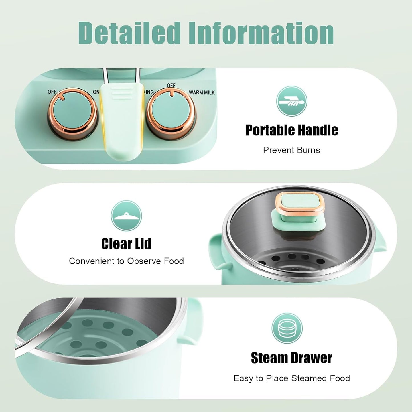 Stylish Retro Breakfast Maker 3 in 1 Multi-Function Cooker with Egg and Sandwich