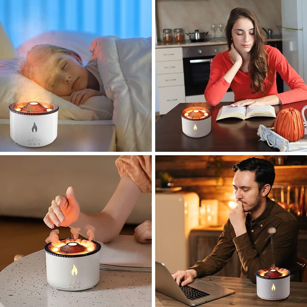 Oil Diffuser with Flame Light Effect Cool Mist Humidifier for Aromatherapy and Relaxation