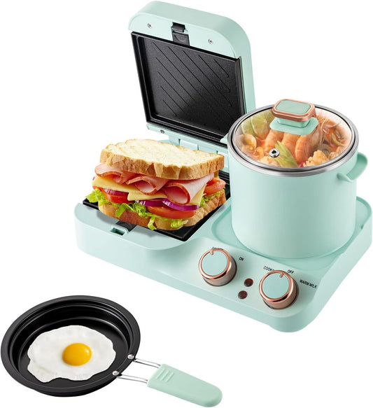Stylish Retro Breakfast Maker 3 in 1 Multi-Function Cooker with Egg and Sandwich