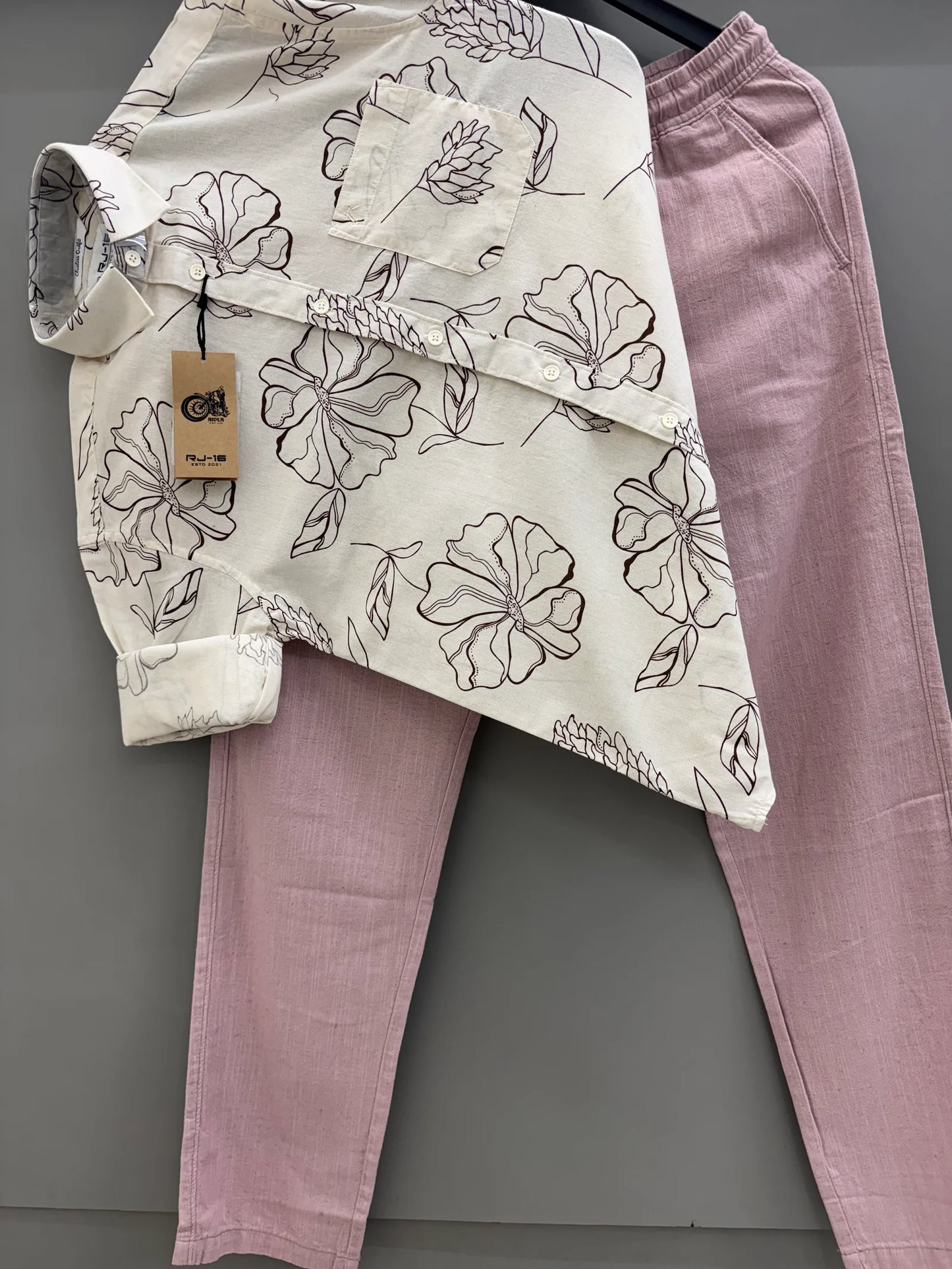 Stylish Men’s Linen Printed Shirt with Linen Pant Full Outfit for Modern Everyday Fashion