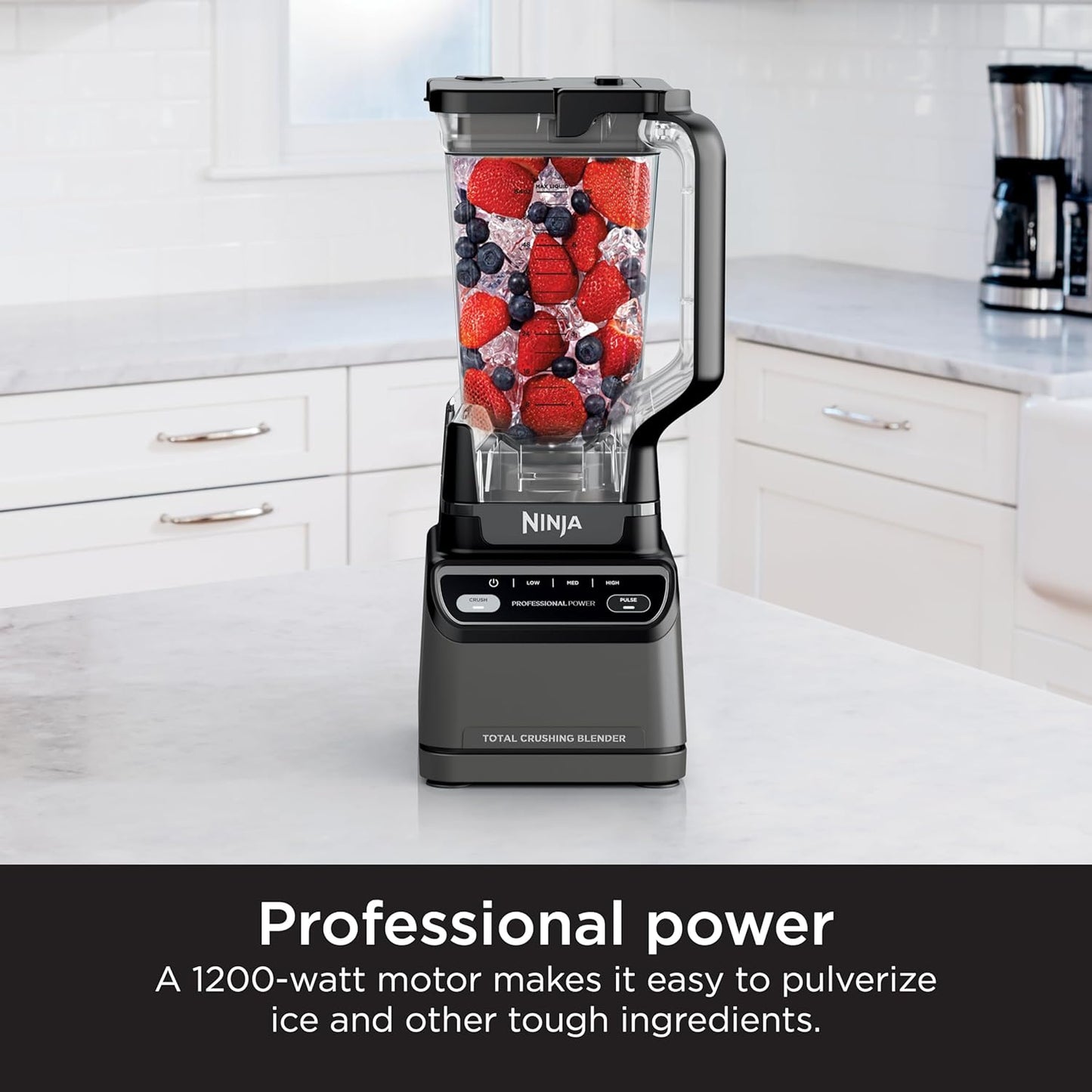 Professional Countertop Blender 1200W Auto-iQ 72oz Jar Smoothies and Frozen Drinks Black