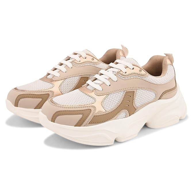 Modern Women Lace Up Sneakers Casual Everyday Shoes with Cushioned Comfort
