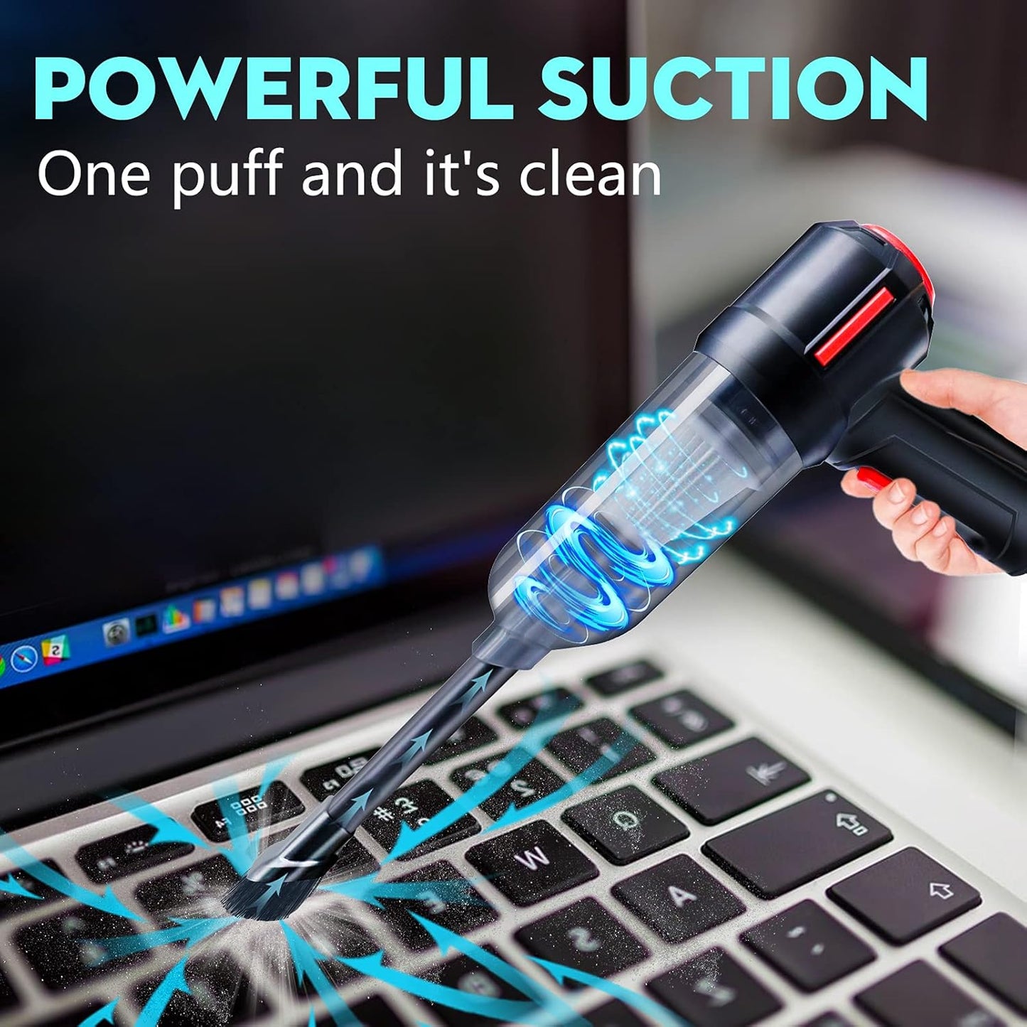 Keyboard Dust Cleaner Cordless Air Duster and Mini Vacuum for Computers