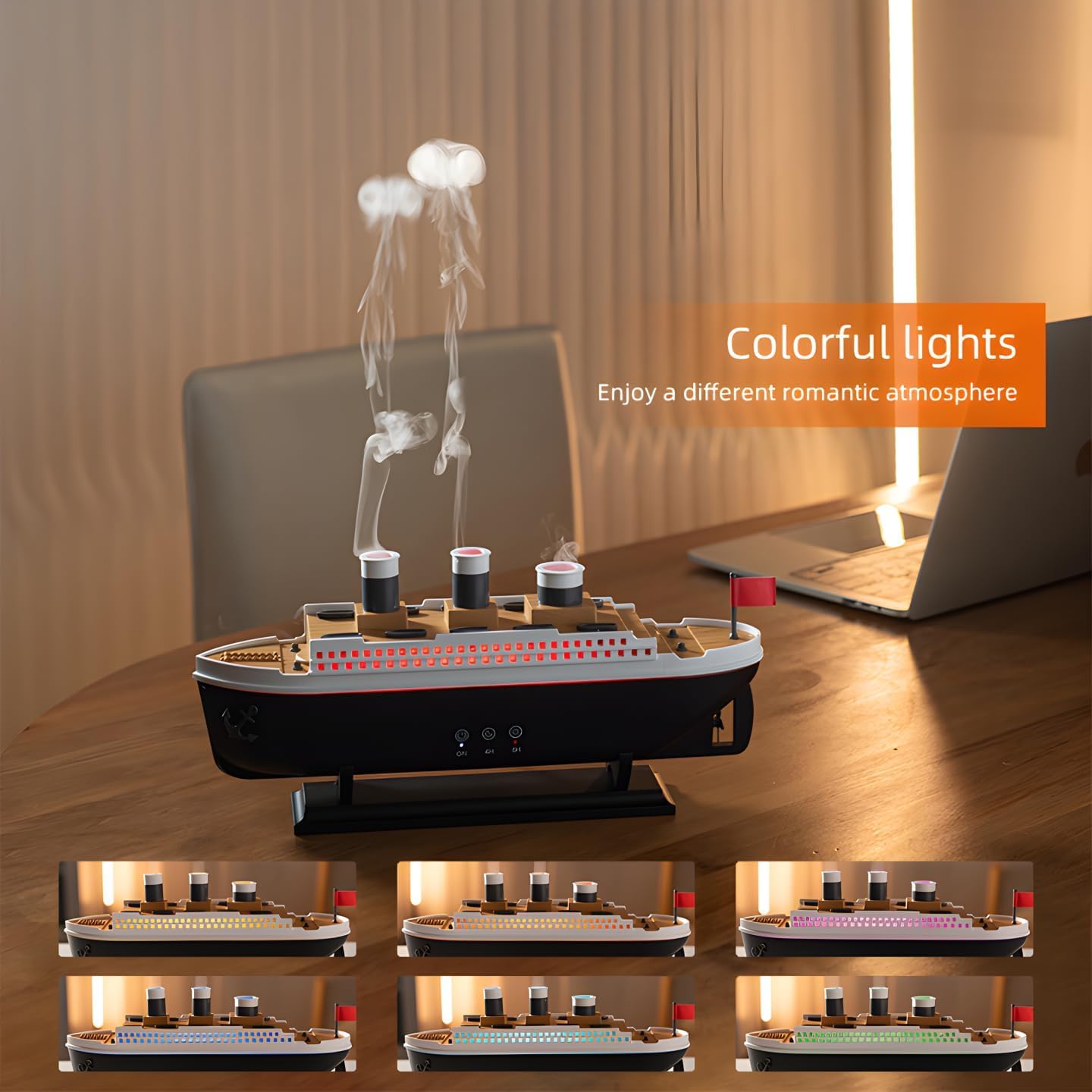 Plastic Titanic Steam Ship Design Humidifier and Essential Oil Diffuser for Home and Office