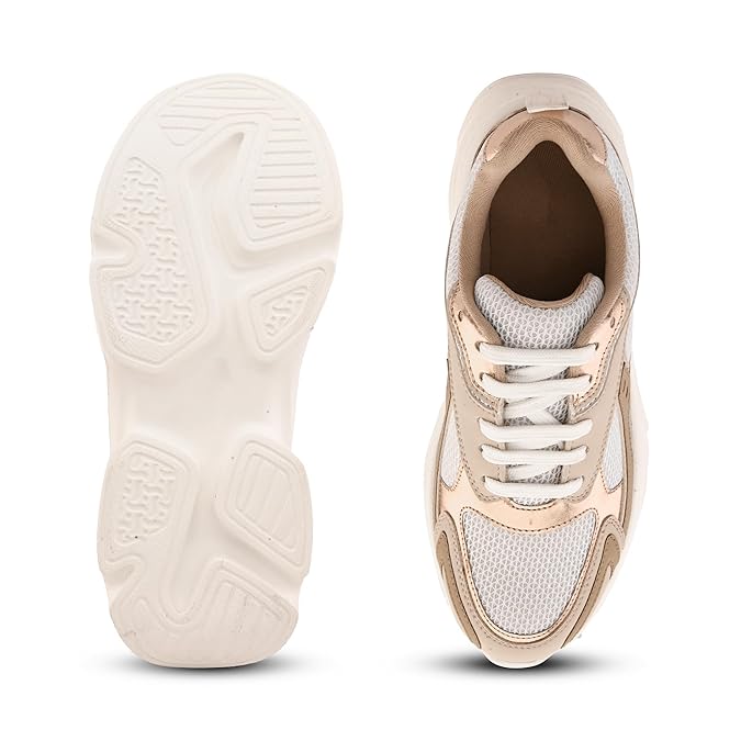 Modern Women Lace Up Sneakers Casual Everyday Shoes with Cushioned Comfort