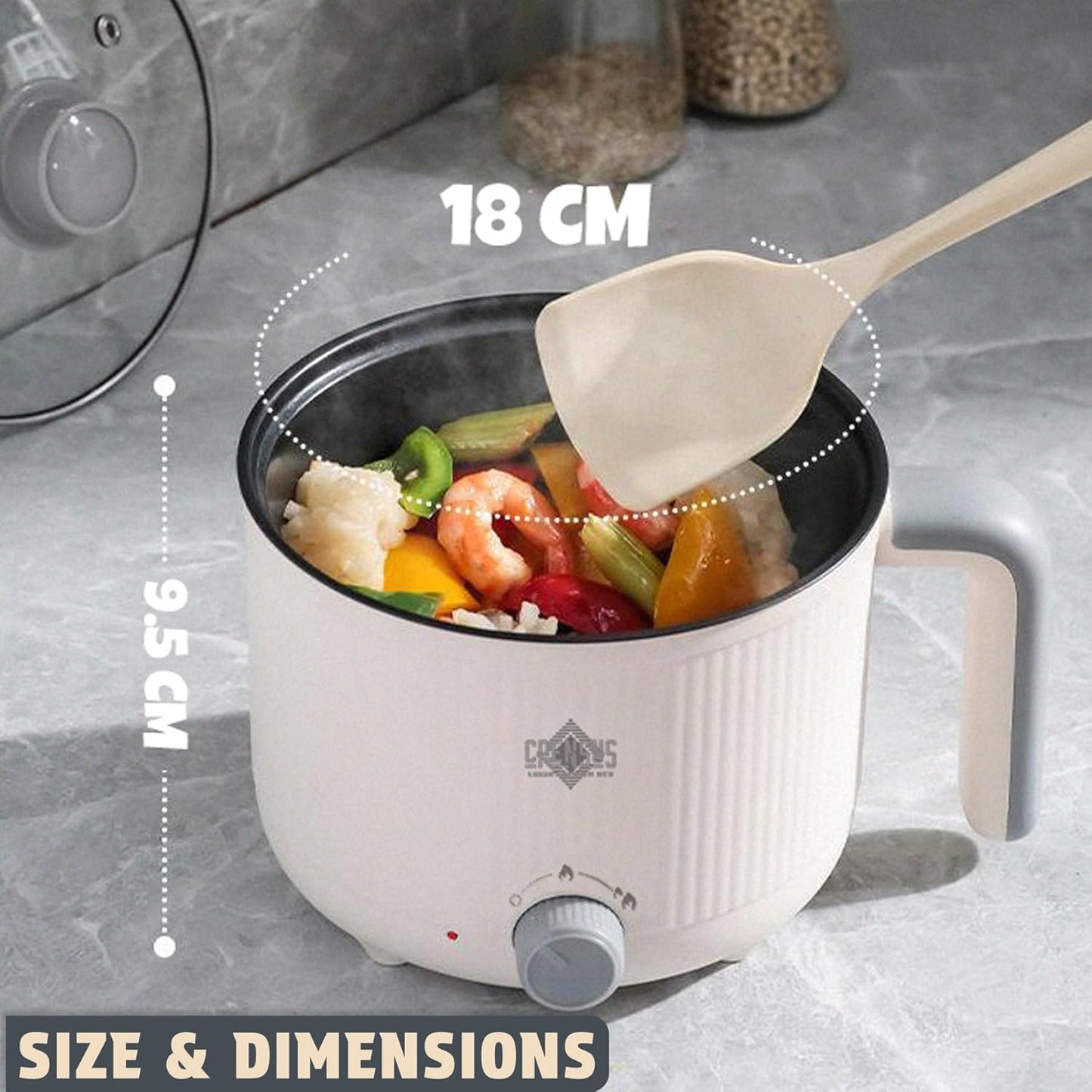 Portable Electric Kettle with Steamer Multipurpose Non Stick Hotpot for Home Cooking