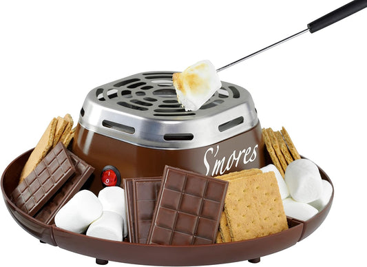 Nostalgia Electric S’mores Maker Tabletop Kit with Chocolate, Crackers, and Marshmallow Trays