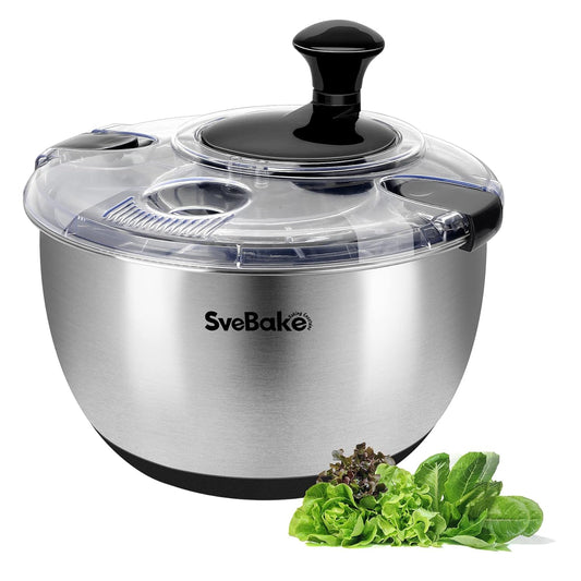 Crank Operated Salad Spinner Quick Wash Lettuce Dryer and Veggie Cleaner