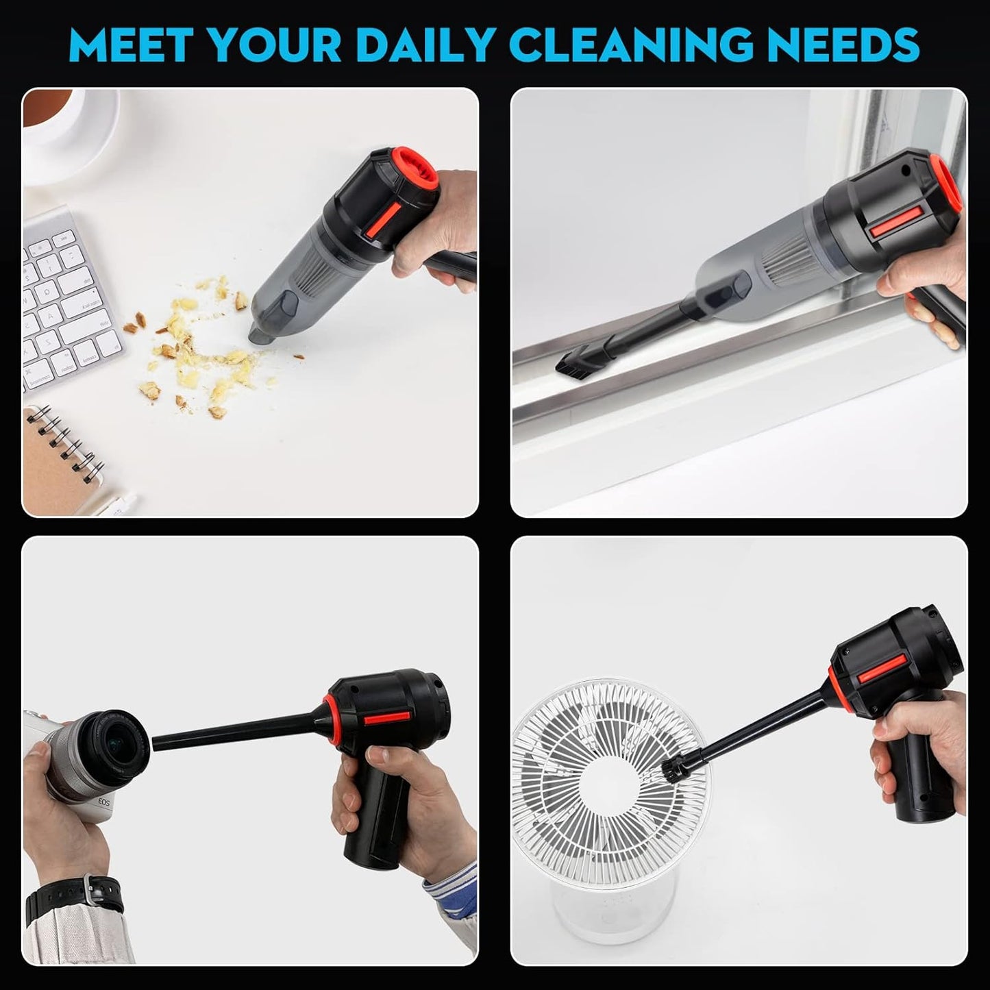 Keyboard Dust Cleaner Cordless Air Duster and Mini Vacuum for Computers