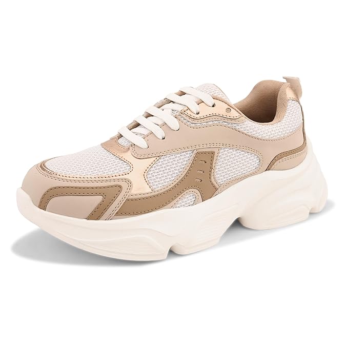 Modern Women Lace Up Sneakers Casual Everyday Shoes with Cushioned Comfort