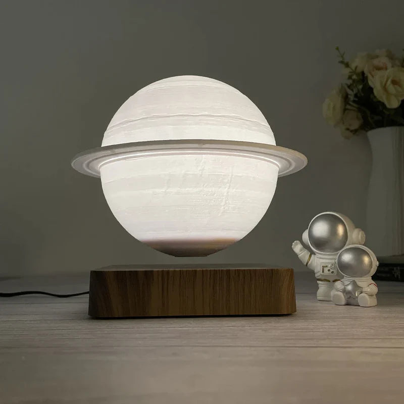 Levitating 3D Saturn LED Lamp with Magnetic Rotation and Dimmable Touch Lighting