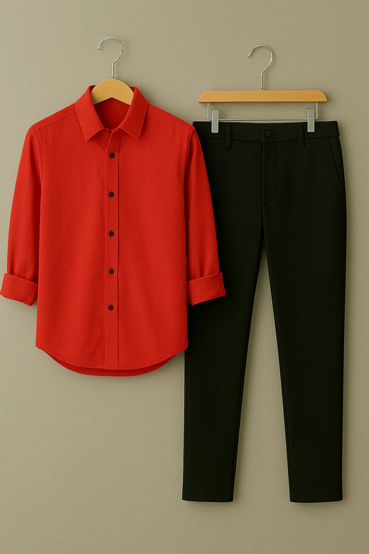 Mens Formal Cotton Shirt and Pant Set Elegant Outfit for Work and Meetings