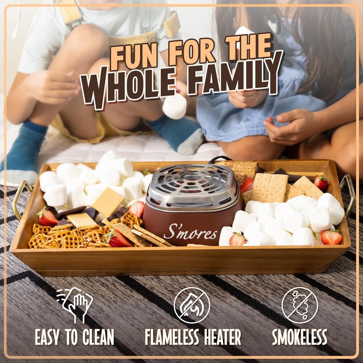 Nostalgia Electric S’mores Maker Tabletop Kit with Chocolate, Crackers, and Marshmallow Trays