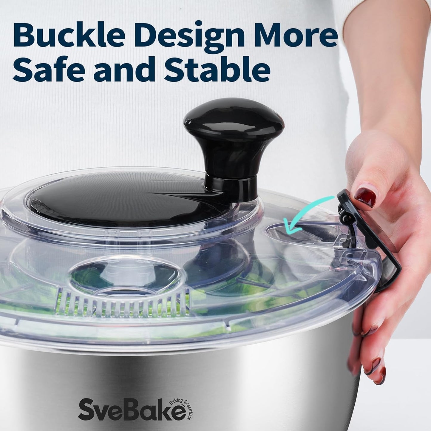 Crank Operated Salad Spinner Quick Wash Lettuce Dryer and Veggie Cleaner