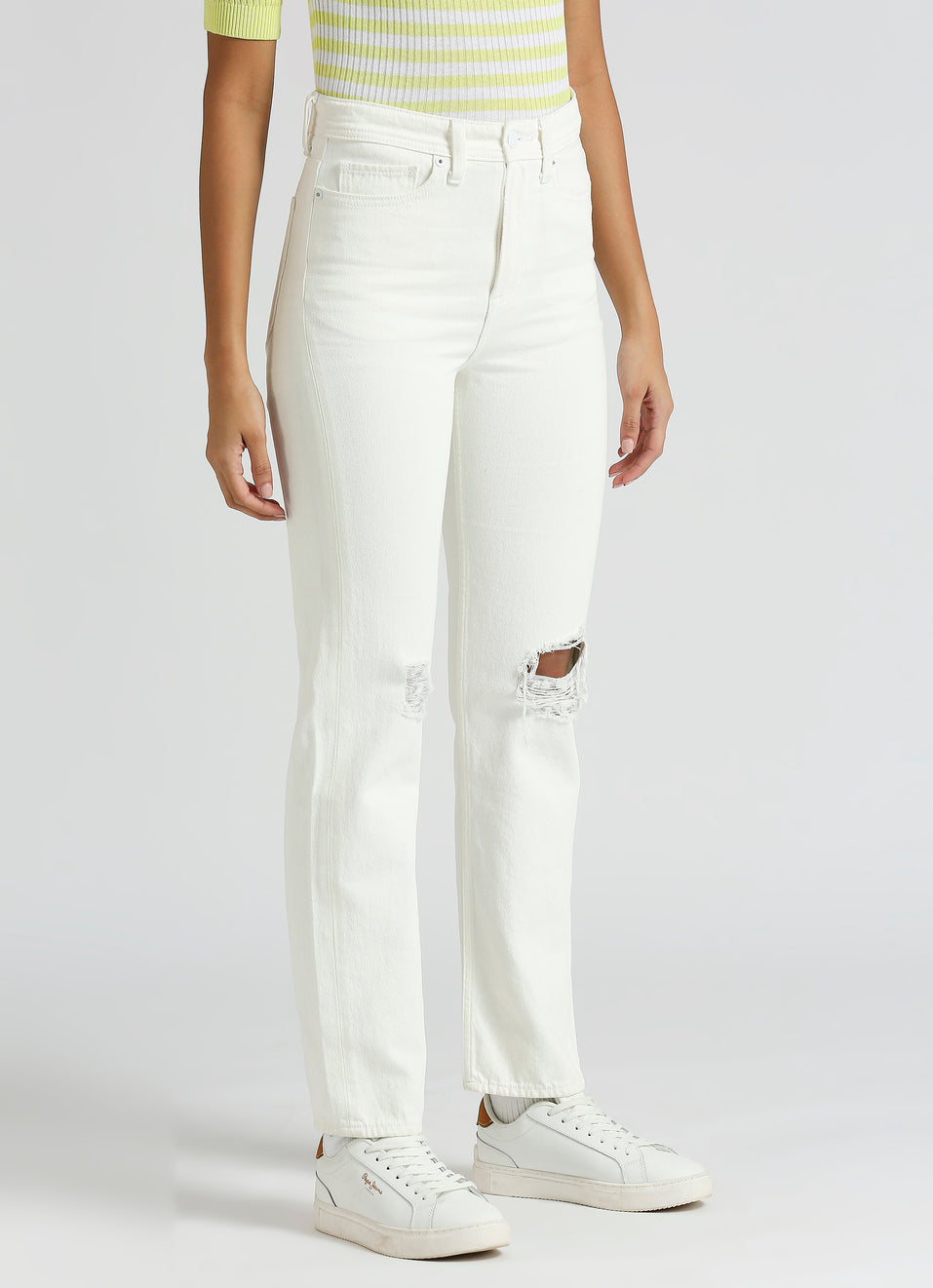 Elegant Slim Fit White High Waist Jeans Mary Collection Women’s Casual and Formal Denim Pants
