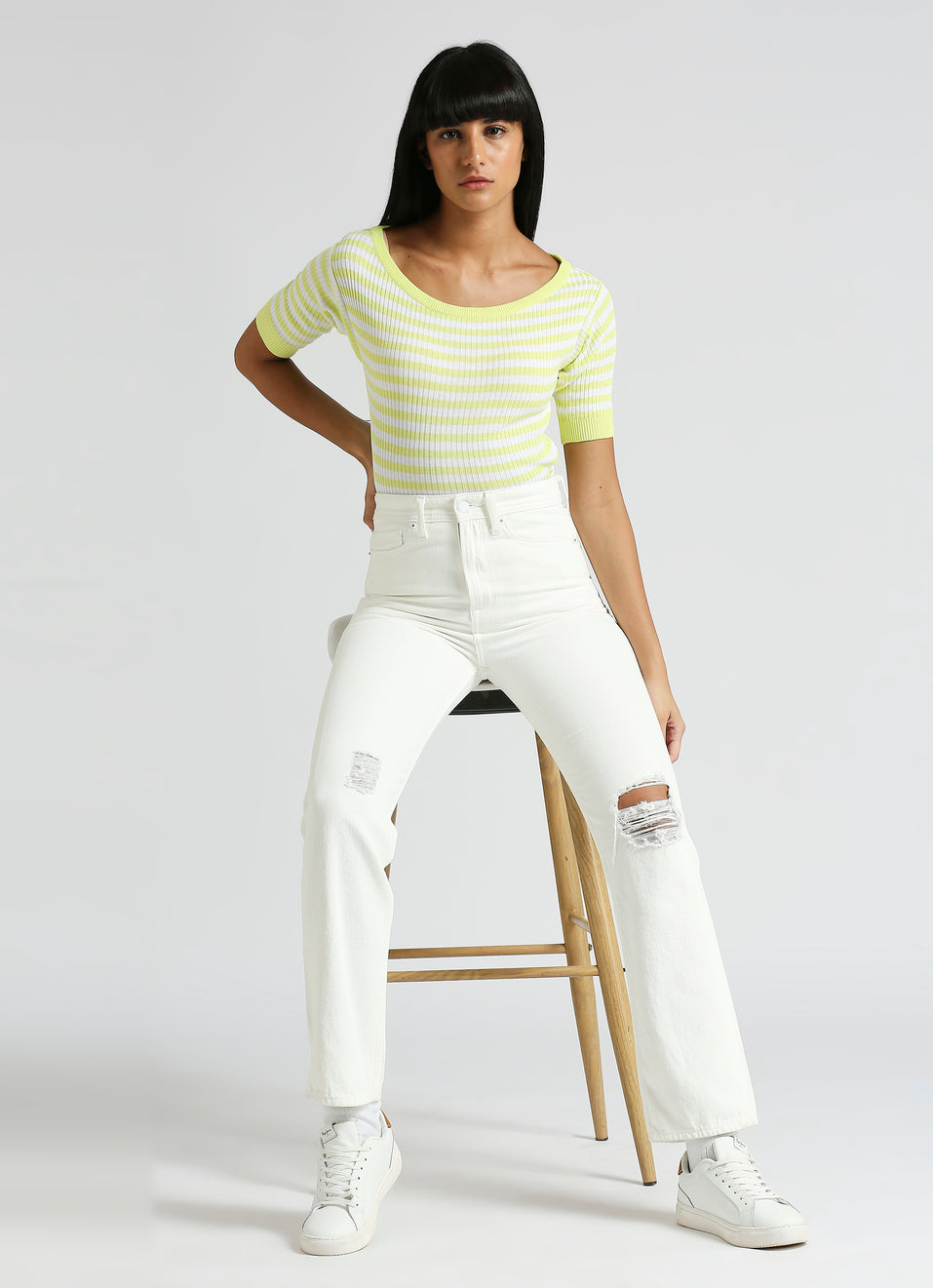 Elegant Slim Fit White High Waist Jeans Mary Collection Women’s Casual and Formal Denim Pants
