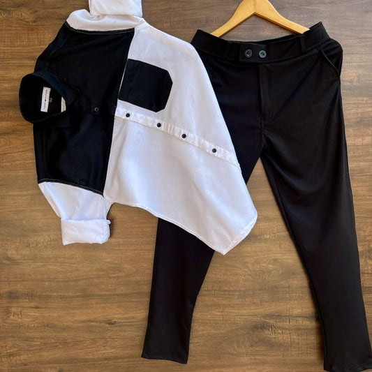 Cotton Shirt Lycra Pant Set Mens Comfortable Fit High Quality Free Ship
