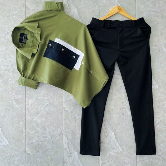 Comfortable Mens Cotton Shirt Lycra Pant Combo High Quality Stylish Outfit