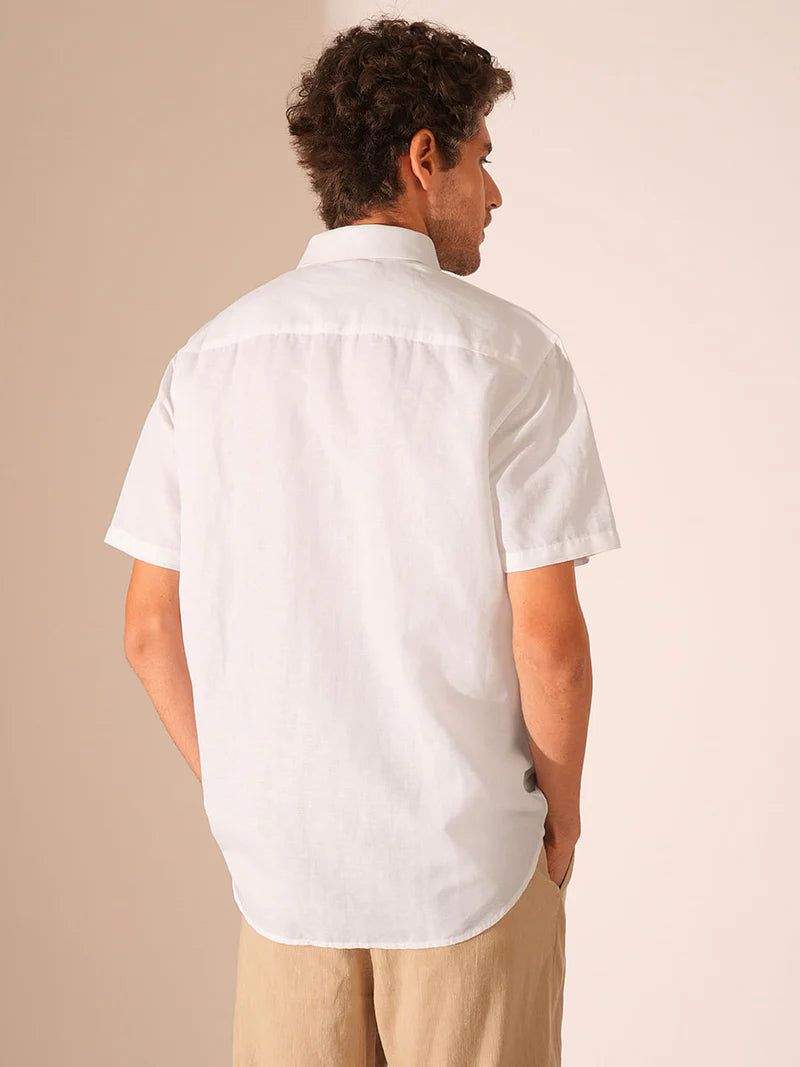 Lightweight Cotton Linen Short Sleeve Shirt for Men Ideal for Summer and Travel