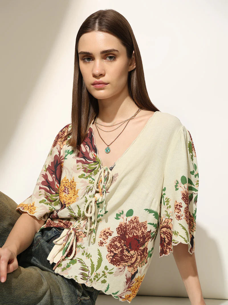 Trendy Loose Fit Women’s Multi Colour Print Top Comfortable Streetwear Summer Outfit