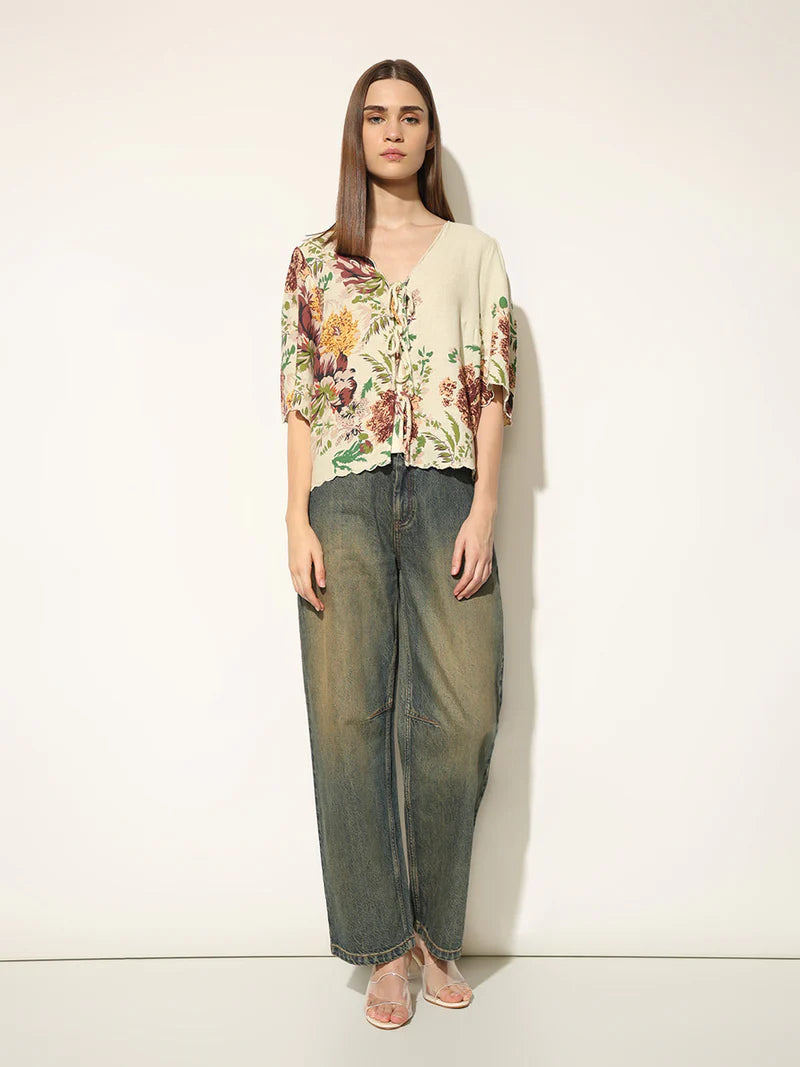 Trendy Loose Fit Women’s Multi Colour Print Top Comfortable Streetwear Summer Outfit