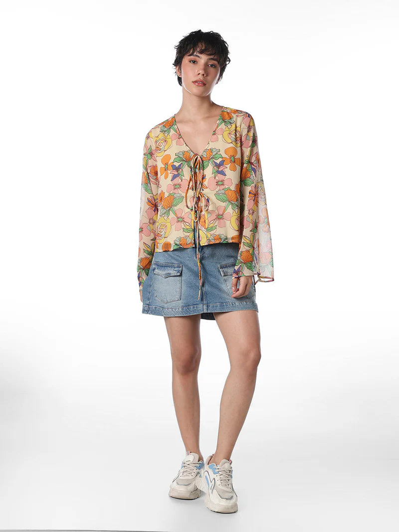 Summer Women’s Multi Colour Floral Printed Top Comfortable Oversized Tee for Street Style