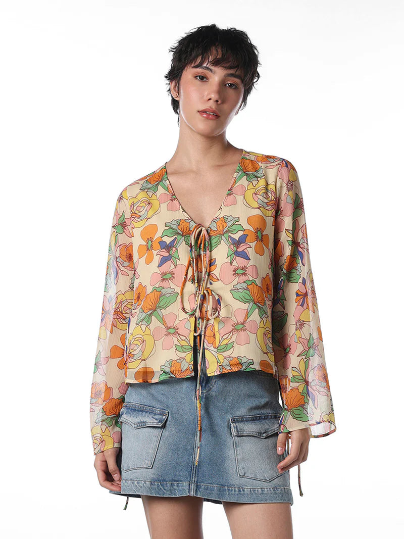Summer Women’s Multi Colour Floral Printed Top Comfortable Oversized Tee for Street Style