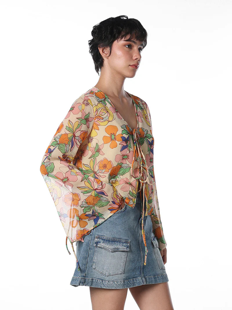 Summer Women’s Multi Colour Floral Printed Top Comfortable Oversized Tee for Street Style