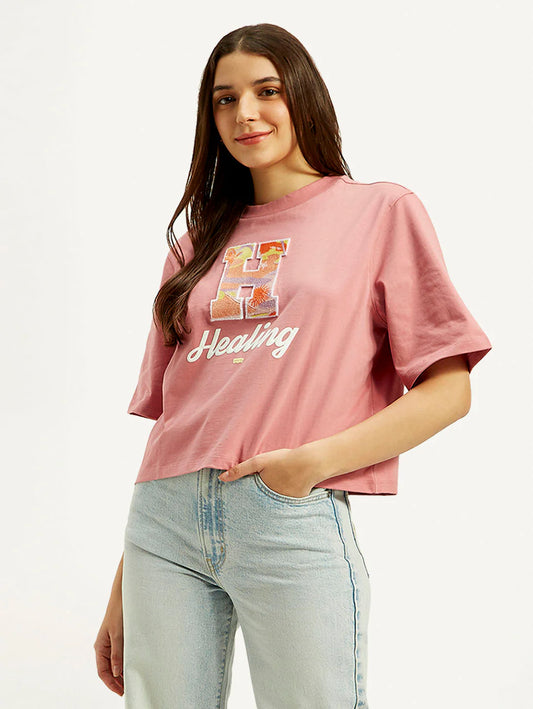 Stylish Women’s Typographic Print Boxy T Shirt Relaxed Fit Comfortable Summer Tee